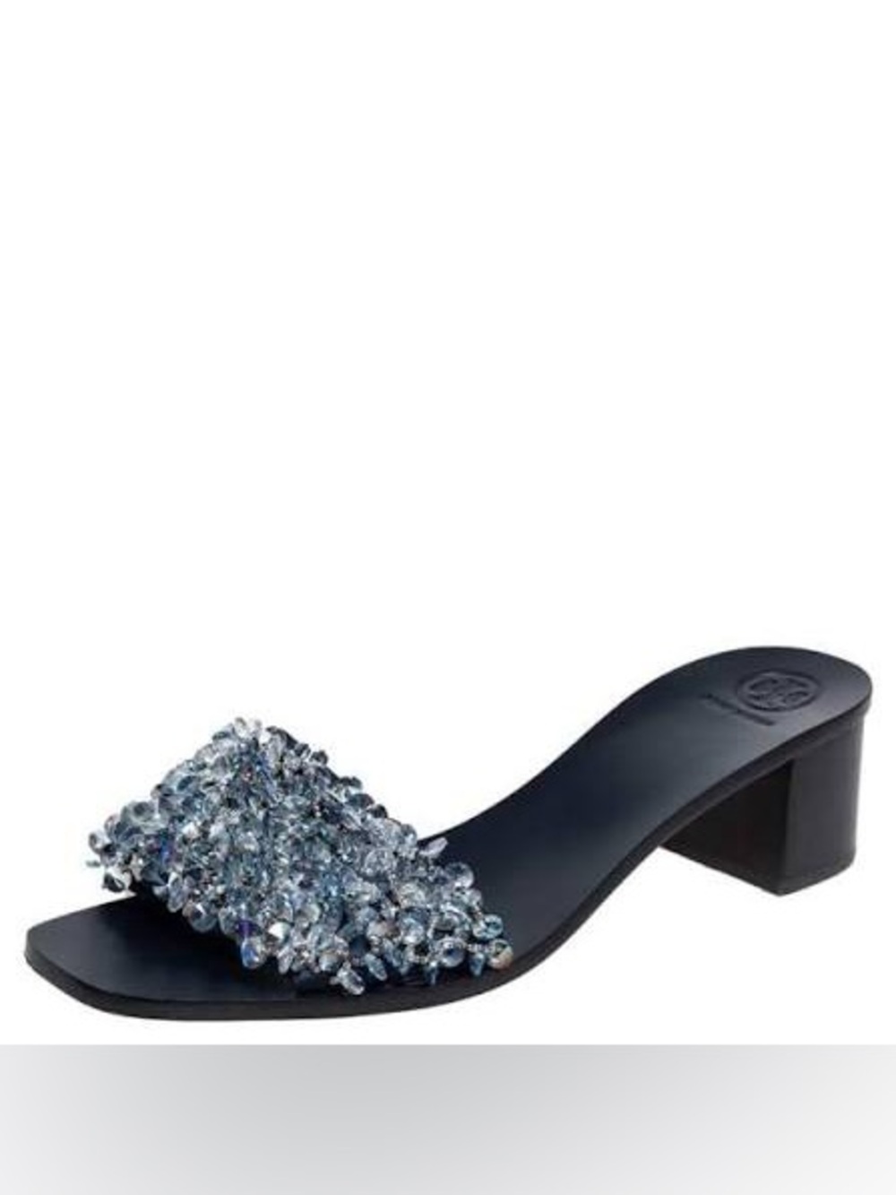 Tory Burch Embellished Blue Slide Sandal with Crystal Accent